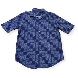 Men's Jhane Barnes Frequency Button Up Shirt Geometric Computer Code Size Large